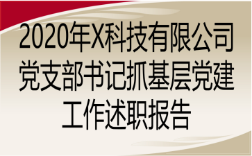 2020年X科技有限公司党支部书记抓基层党建工作述职报告