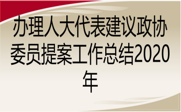 办理人大代表建议政协委员提案工作总结2020年