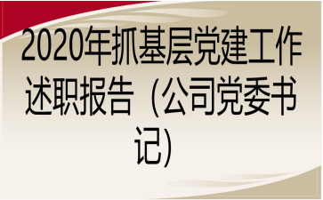 2020年抓基层党建工作述职报告（公司党委书记）