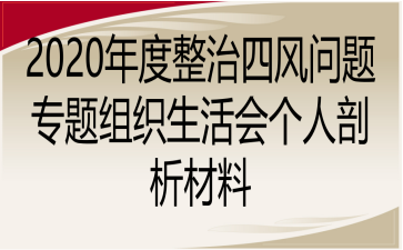 2020年度整治四风问题专题组织生活会个人剖析材料