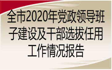 全市2020年党政领导班子建设及干部选拔任用工作情况报告