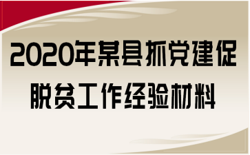 2020年某县抓党建促脱贫工作经验材料