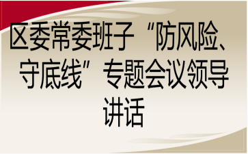 区委常委班子“防风险、守底线”专题会议领导讲话