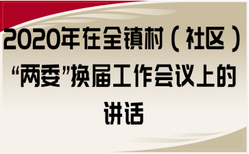 2020年在全镇村（社区）“两委”换届工作会议上的讲话