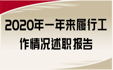 2020年一年来履行工作情况述职报告