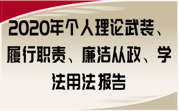 2020年个人理论武装、履行职责、廉洁从政、学法用法报告