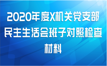 2020年度X机关党支部民主生活会班子对照检查材料