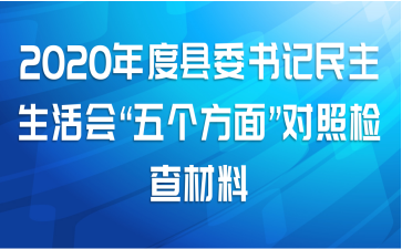 2020年度县委书记民主生活会“五个方面”对照检查材料