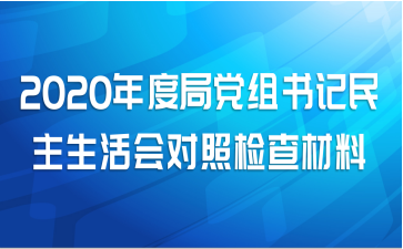 2020年度局党组书记民主生活会对照检查材料