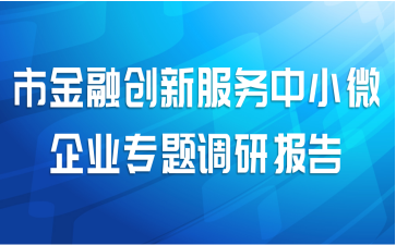 市金融创新服务中小微企业专题调研报告