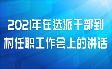2021年在选派干部到村任职工作会上的讲话