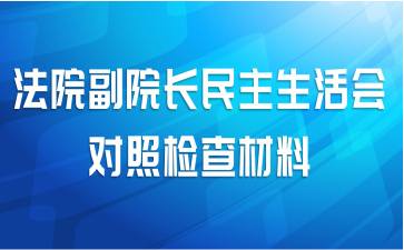 法院副院长民主生活会对照检查材料