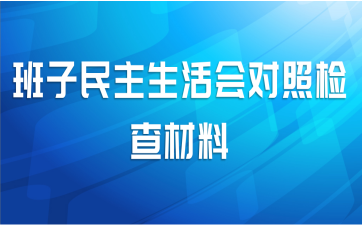 班子民主生活会对照检查材料
