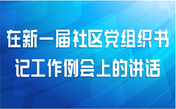 在新一届社区党组织书记工作例会上的讲话