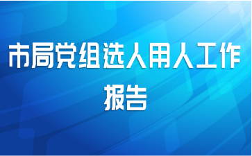 市局党组选人用人工作报告