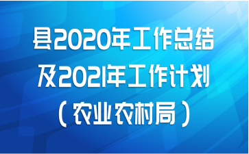 县2020年工作总结及2021年工作计划（农业农村局）