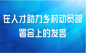 在人才助力乡村动员部署会上的发言
