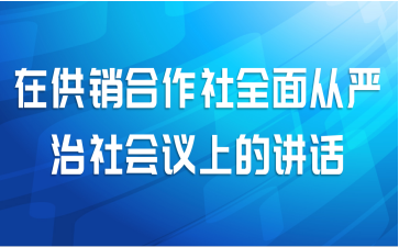 在供销合作社全面从严治社会议上的讲话