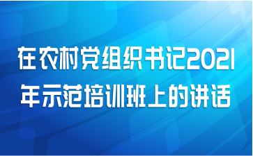 在农村党组织书记2021年示范培训班上的讲话
