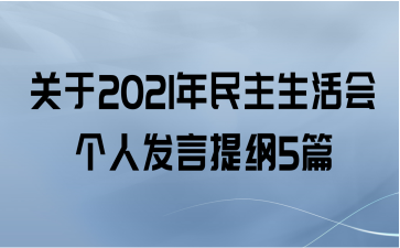 关于2021年民主生活会个人发言提纲5篇