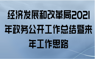 经济发展和改革局2021年政务公开工作总结暨来年工作思路