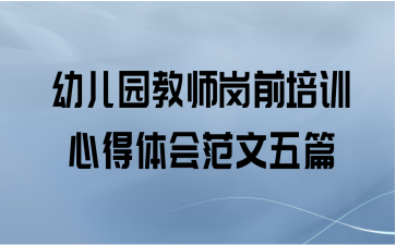 幼儿园教师岗前培训心得体会范文五篇