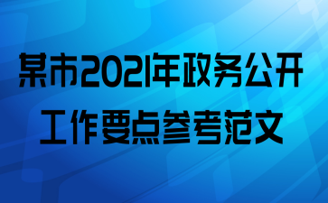 某市2021年政务公开工作要点参考范文