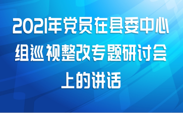 2021年党员在县委中心组巡视整改专题研讨会上的讲话