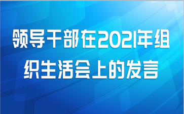 领导干部在2021年组织生活会上的发言