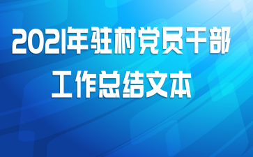 2021年驻村党员干部工作总结文本
