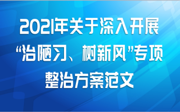 2021年关于深入开展“治陋习、树新风”专项整治方案范文