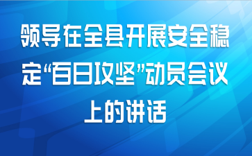 领导在全县开展安全稳定“百日攻坚”动员会议上的讲话
