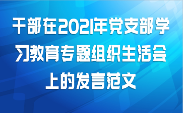 干部在2021年党支部学习教育专题组织生活会上的发言范文