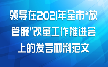 领导在2021年全市“放管服”改革工作推进会上的发言材料范文