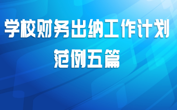 学校财务出纳工作计划范例五篇