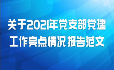关于2021年党支部党建工作亮点情况报告范文
