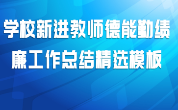 学校新进教师德能勤绩廉工作总结精选模板