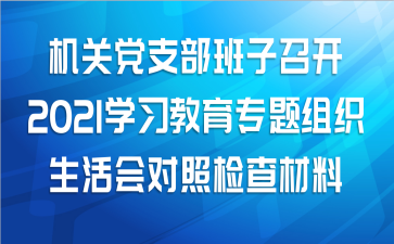 机关党支部班子召开2021学习教育专题组织生活会对照检查材料范文