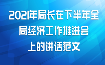 2021年局长在下半年全局经济工作推进会上的讲话范文