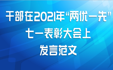 干部在2021年“两优一先”七一表彰大会上的发言范文