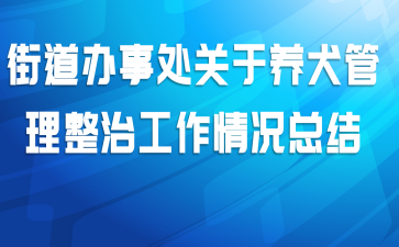 街道办事处关于养犬管理整治工作情况总结