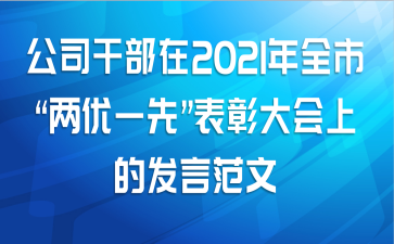 公司干部在2021年全市“两优一先”表彰大会上的发言范文