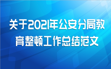 关于2021年公安分局教育整顿工作总结范文