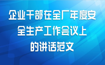 企业干部在全厂年度安全生产工作会议上的讲话范文