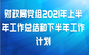 财政局党组2021年上半年工作总结和下半年工作计划