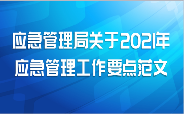 应急管理局关于2021年应急管理工作要点范文