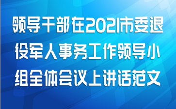 领导干部在2021年市委退役军人事务工作领导小组全体会议上的讲话范文