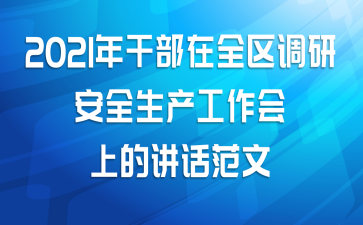 2021年干部在全区调研安全生产工作会上的讲话范文