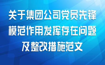 关于集团公司党员先锋模范作用发挥存在问题及整改措施范文