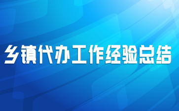 乡镇代办工作经验总结